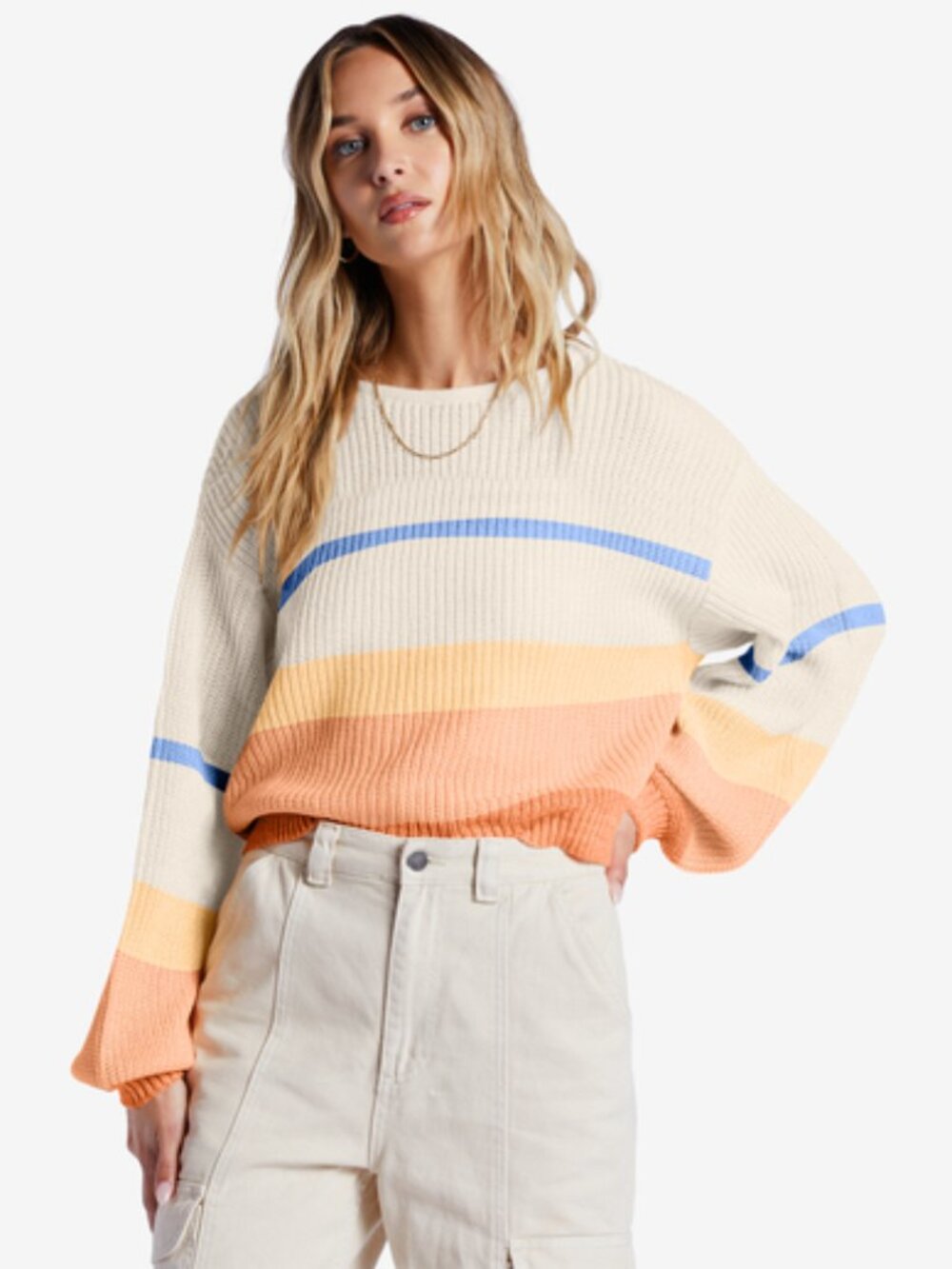 EUC Billabong Changing Tides Pullover Sweater in Light Melon Sz L